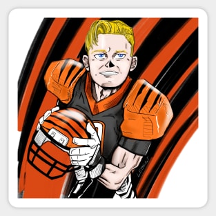 the joe burrow, bengal of cincinatti in cartoon anime style Sticker